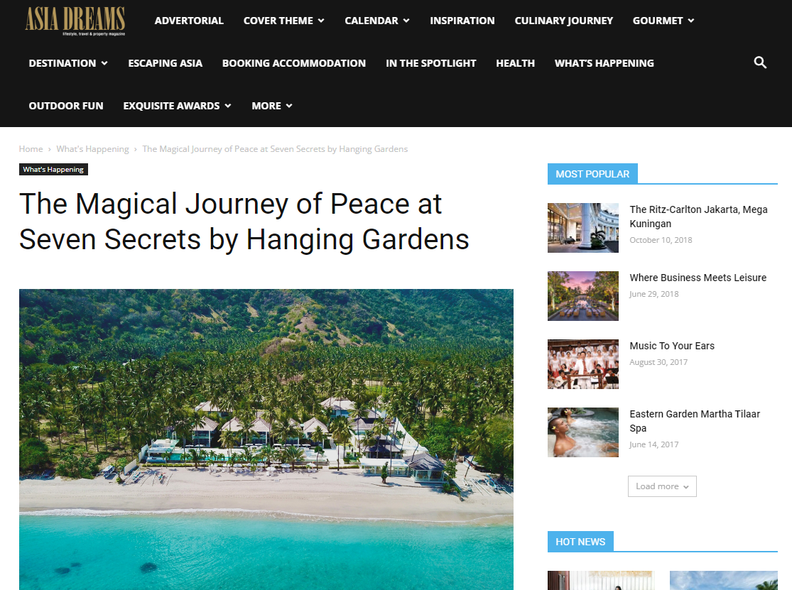 Asia Dreams - The Magical Journey of Peace at Seven Secrets by Hanging Gardens